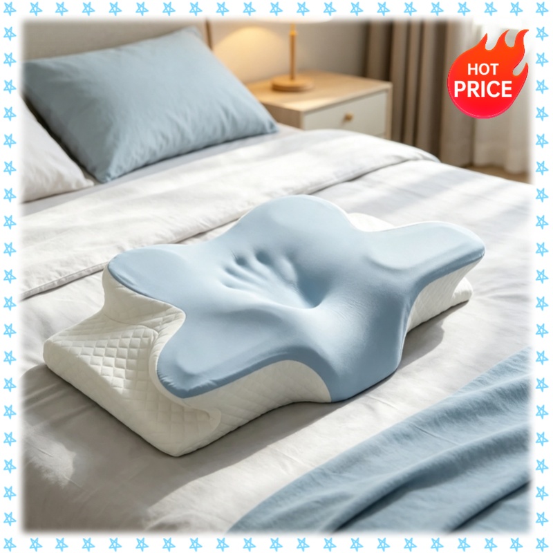 Memory Foam Orthopedic Pillow Neck Pain - หมอนรองคอเมมโมรี่โฟมระบายอากาศ ช่วยลดอาการปวดคอ เหมาะสำหรับทุกท่านอนในฤดูร้อน รองรับสรีระและช่วยบรรเทาอาการปวดคอ