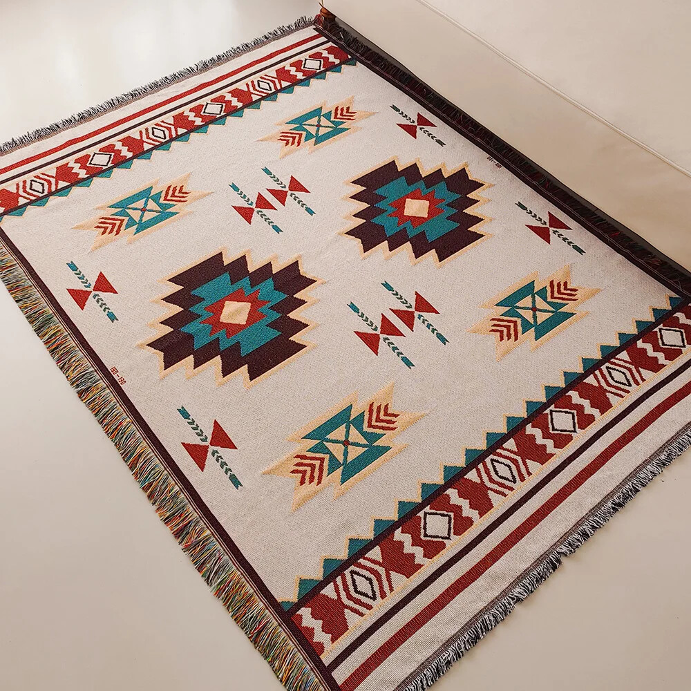 ผ้าห่มโบโฮลายแอซเท็กขนาดใหญ่พิ - Boho Throw Blanket Fringe บทวิจารณ์และราคา