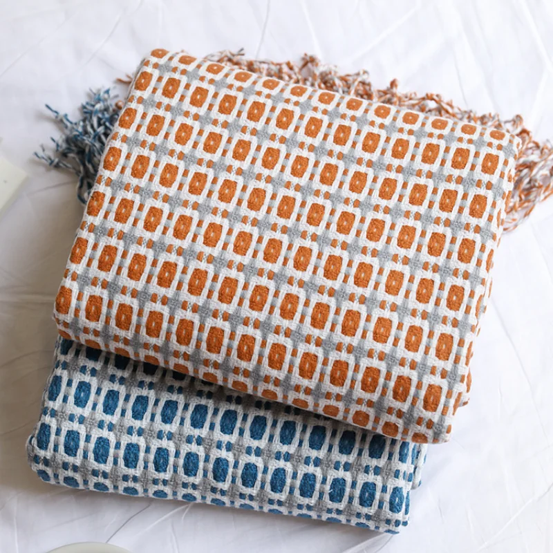 ผ้าห่มทอแจ็คการ์ดลายตารางเรขาค - Boho Throw Blanket Fringe บทวิจารณ์และราคา