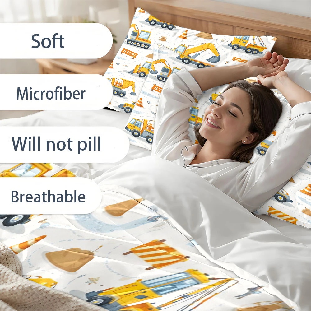 ชุดเครื่องนอนลายรถก่อสร้าง 3 ช - Duvet Cover Sets With Zipper บทวิจารณ์และราคา