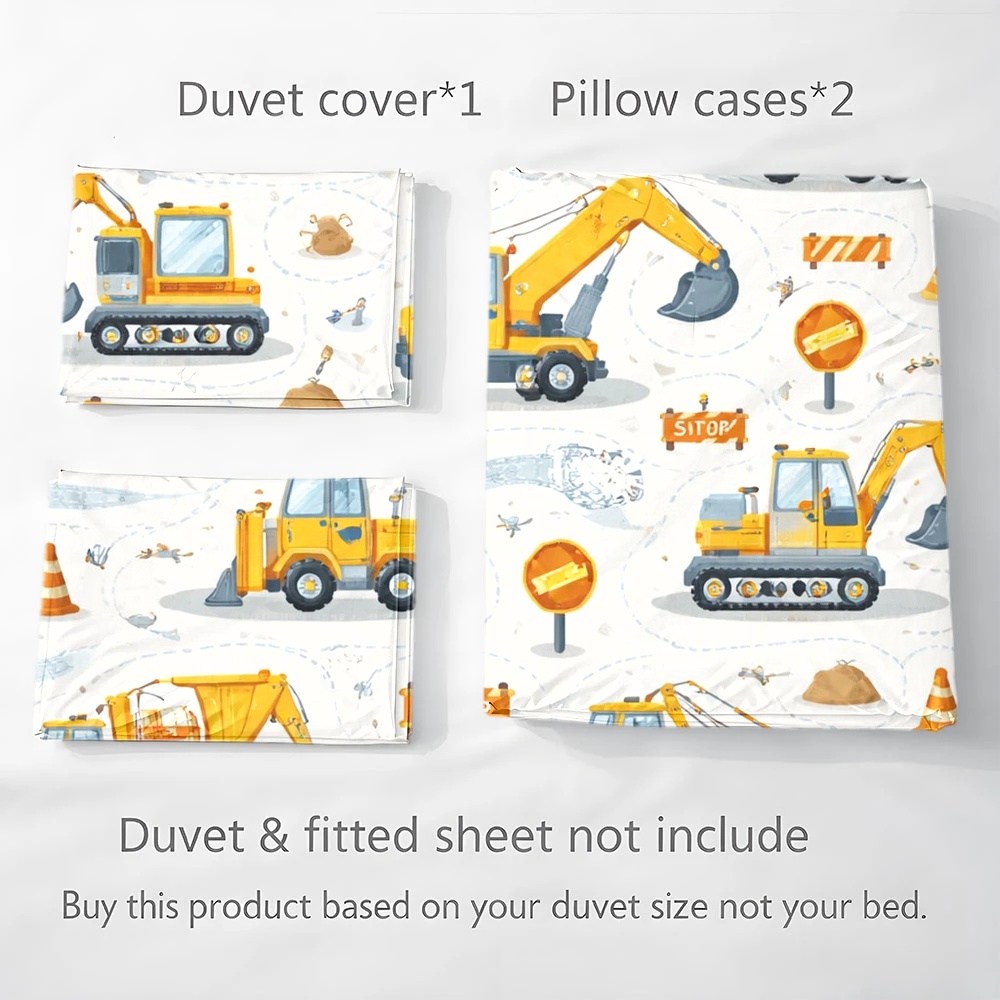 ชุดเครื่องนอนลายรถก่อสร้าง 3 ช - Duvet Cover Sets With Zipper บทวิจารณ์และราคา
