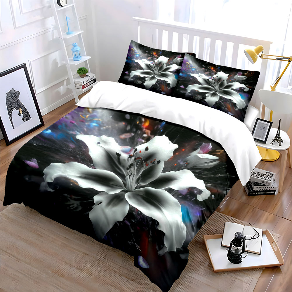 ชุดเครื่องนอนลายดอกลิลลี่สีขาว - Aesthetic Floral Duvet Cover บทวิจารณ์และราคา