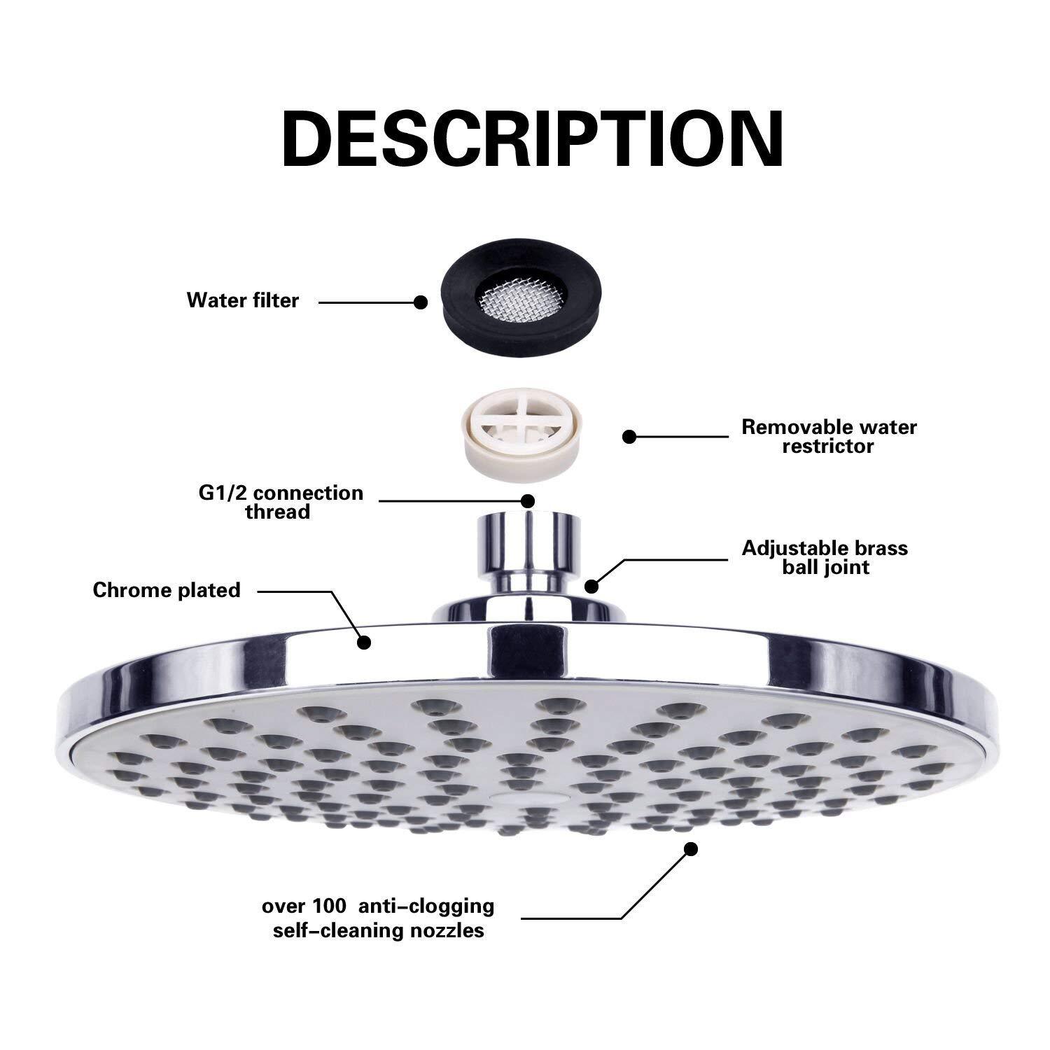 หัวฝักบัวเรนชาวเวอร์ แผงขนาดให - High Pressure Shower Head Handheld บทวิจารณ์และราคา
