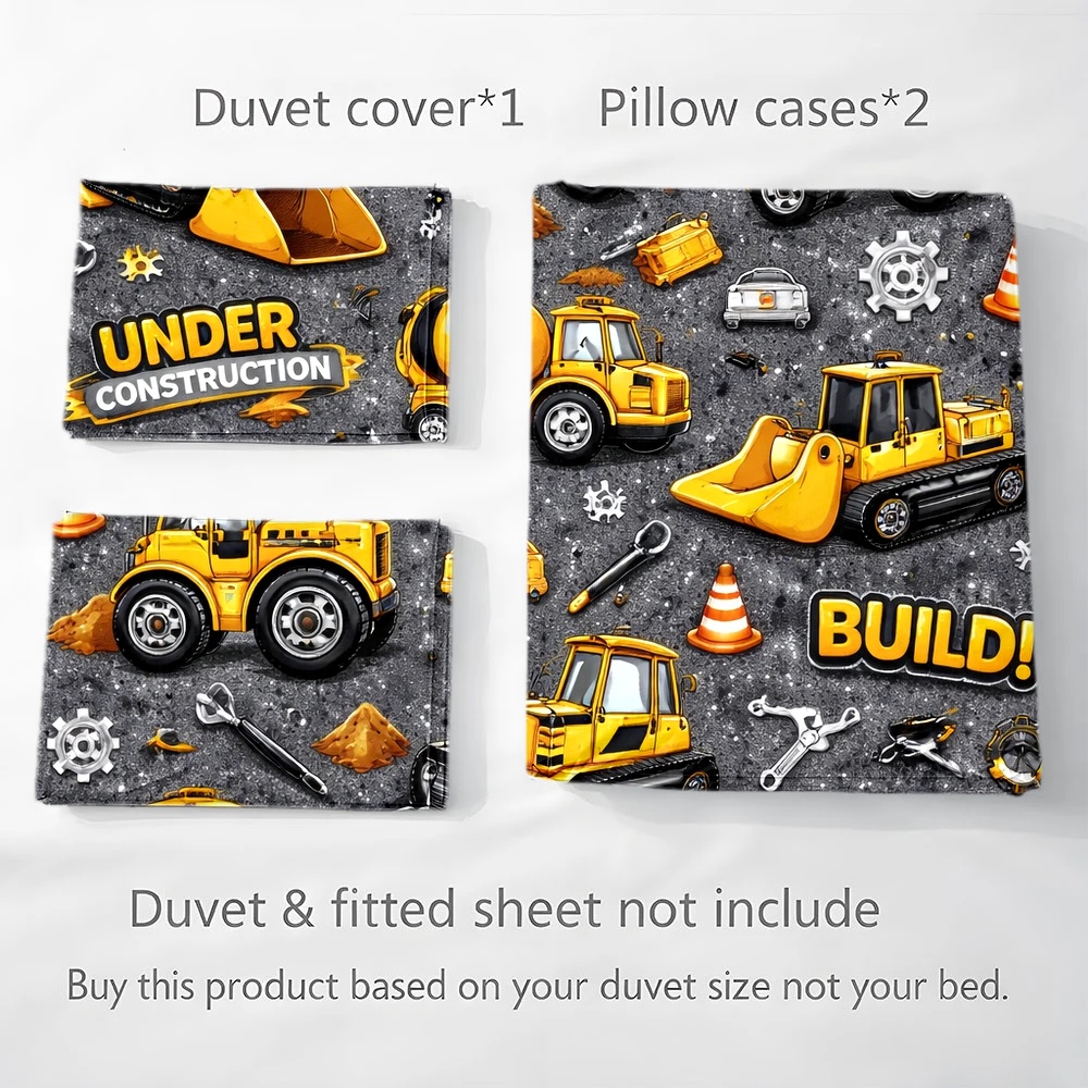ชุดเครื่องนอนธีมยานพาหนะก่อสร้ - Duvet Cover Sets With Zipper บทวิจารณ์และราคา