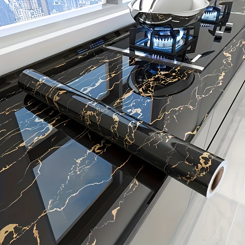 วอลเปเปอร์ลายหินอ่อนสีดำหรูหรา - Kitchen บทวิจารณ์และราคา