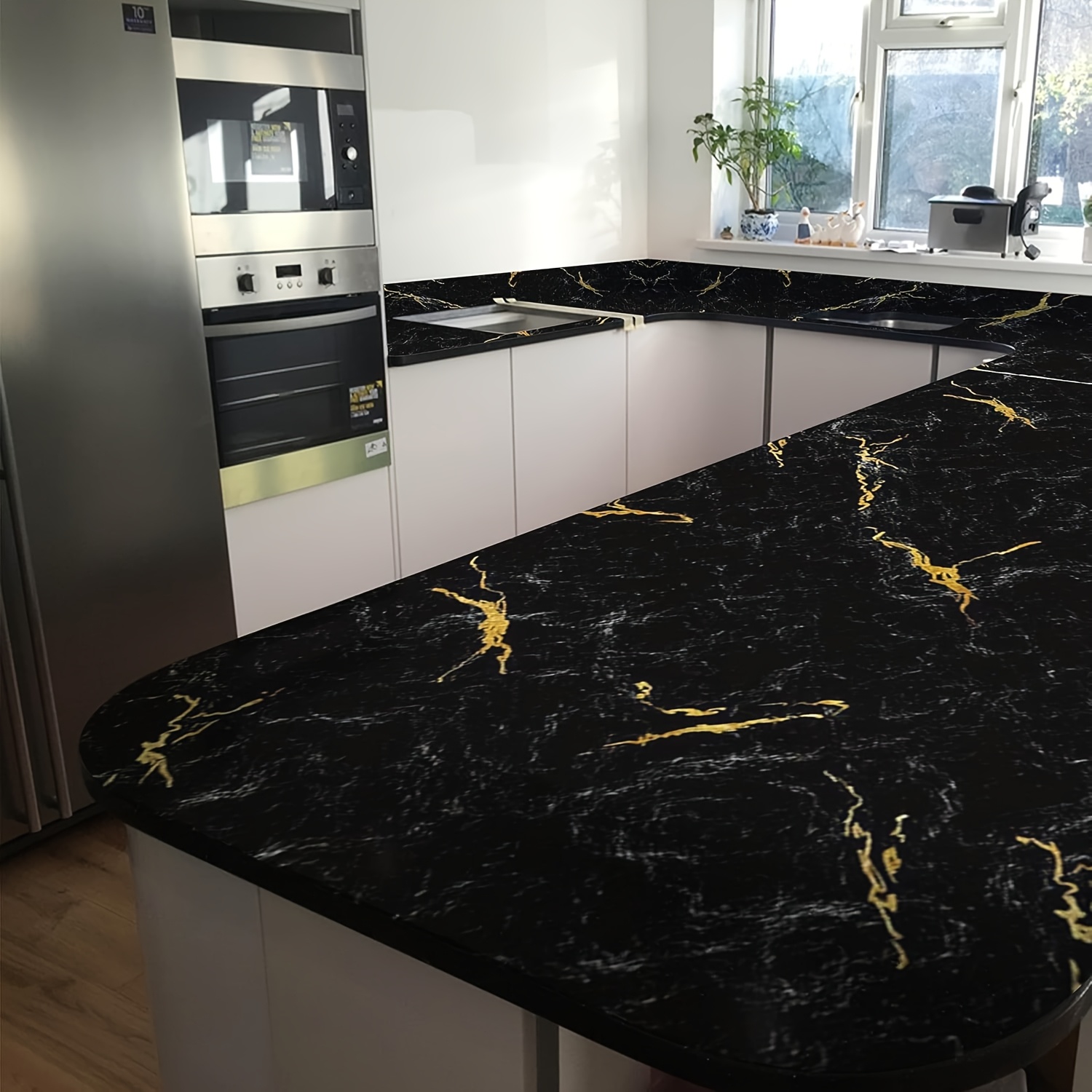วอลเปเปอร์ลายหินอ่อนสีดำหรูหรา - Kitchen บทวิจารณ์และราคา